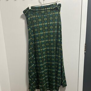 LuLaRoe Green and Blue Patterned Maxi Skirt